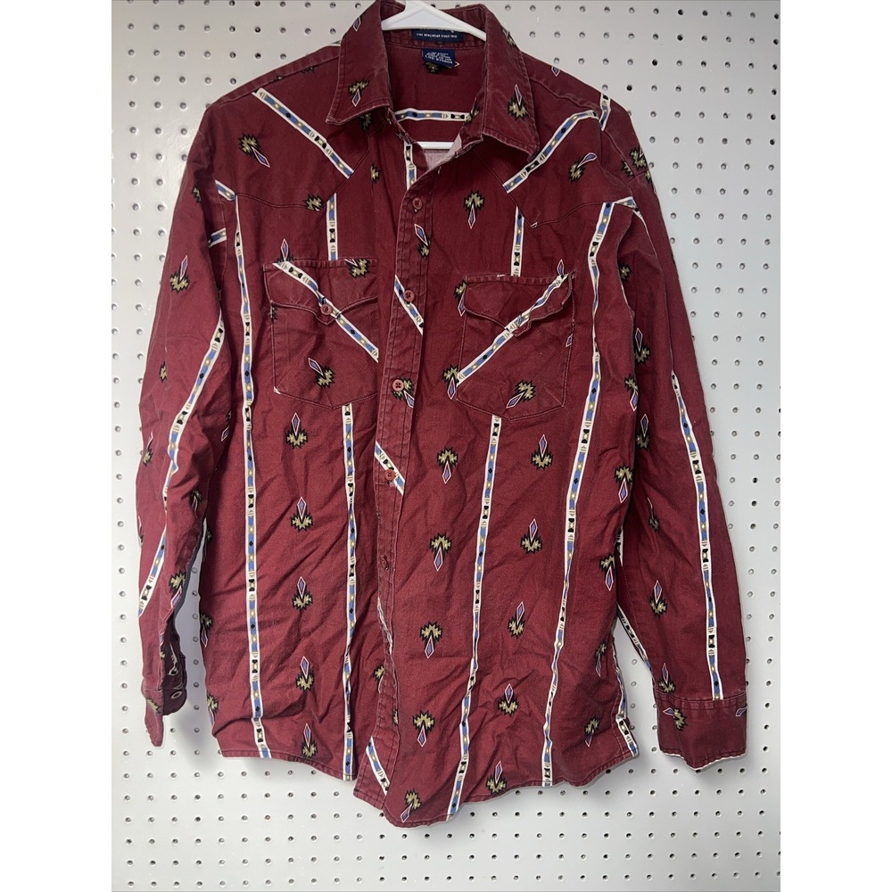 Blair Shirt Mens‎ Large Western Maroon Long Sleeve Shirt